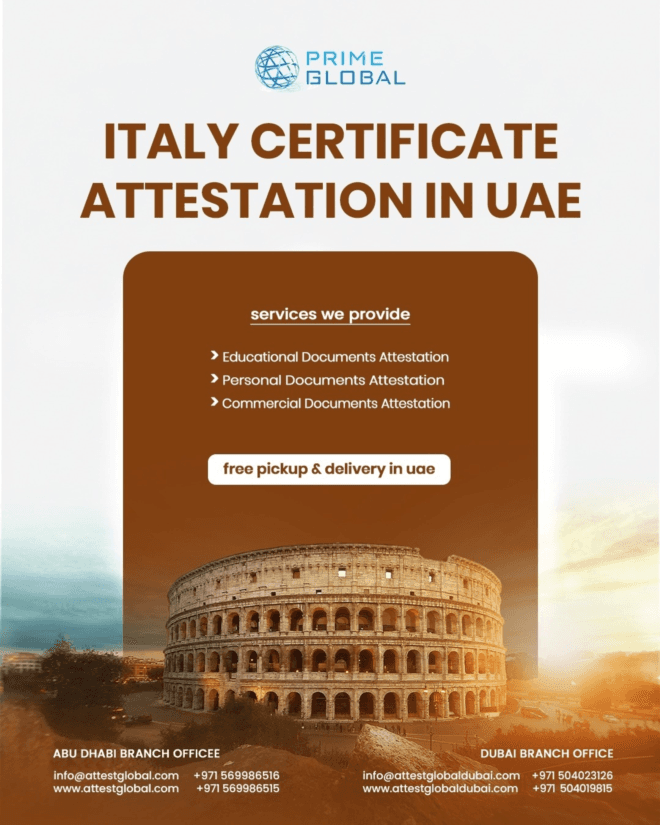 Italy Certificate Attestation for Employment & Family Visa in UAE