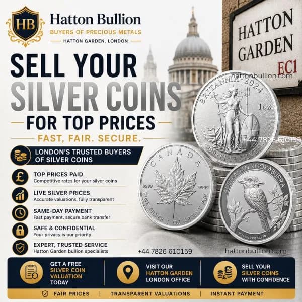 Sell Silver Coins in London - Get Top Prices Paid Today