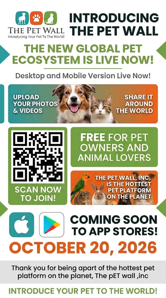 The Pet Wall: The New Global Pet Ecosystem Is Live, Free for Pet Owners