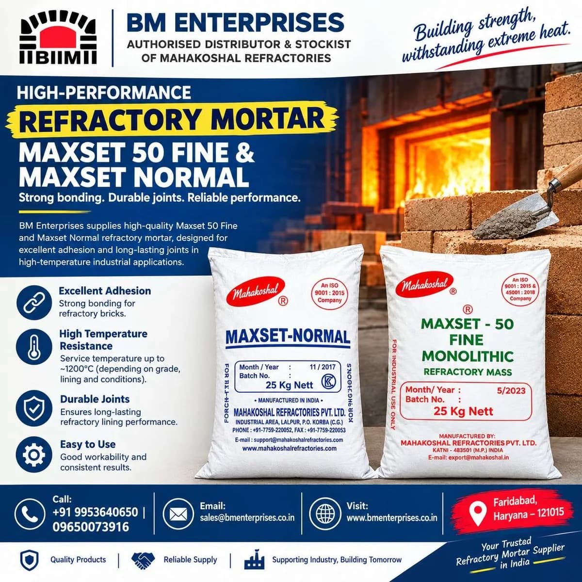 Refractory Mortar Maxset 50 Fine & Maxset Normal Supplier