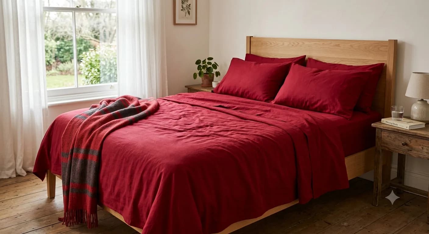Red Bedsheets Pure Cotton Handloom & Hand Block Printed | theindiglobal