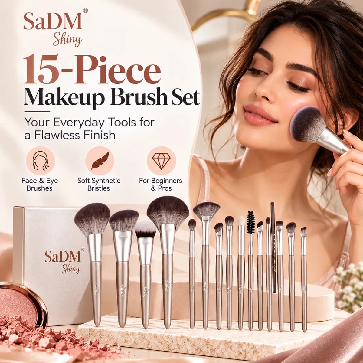 Buy 15-Piece Makeup Brush Set for Flawless Makeup