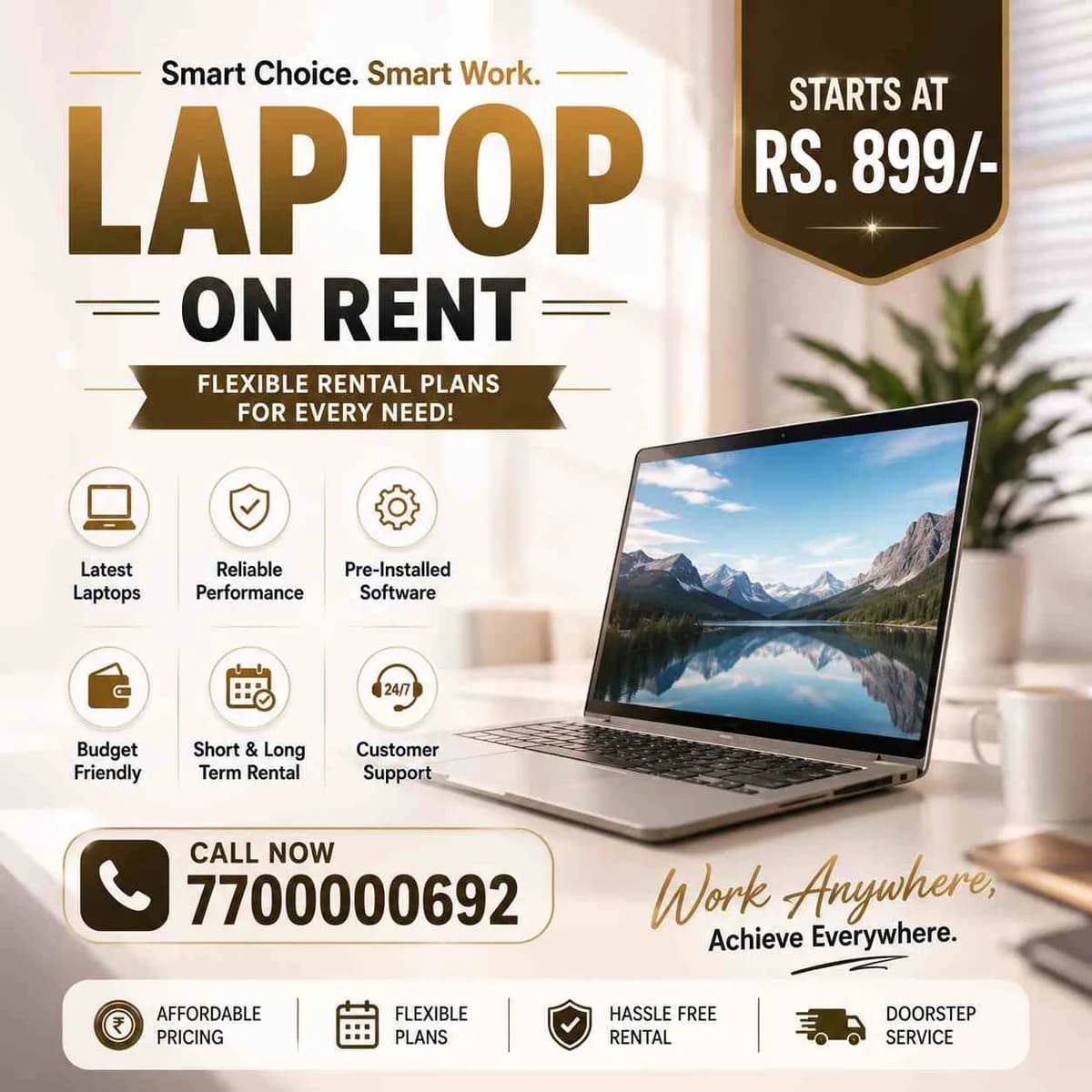 laptop on rent start at rs.899/- in mumbai