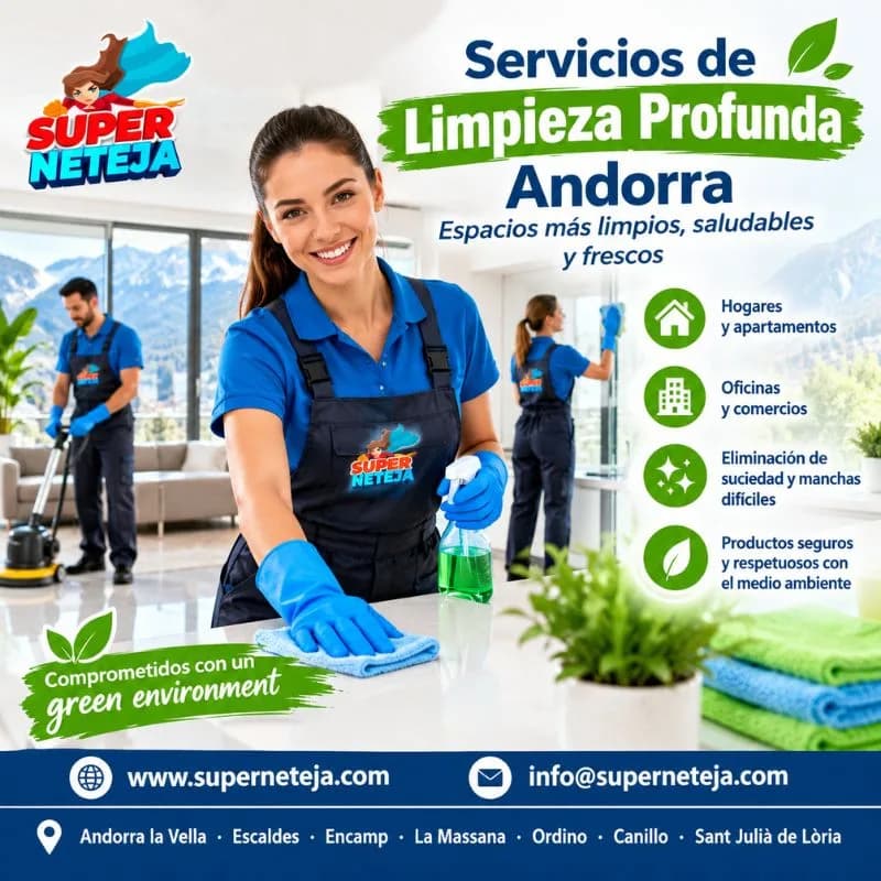 Servicios de limpieza Profunda Andorra para hogares y empresas