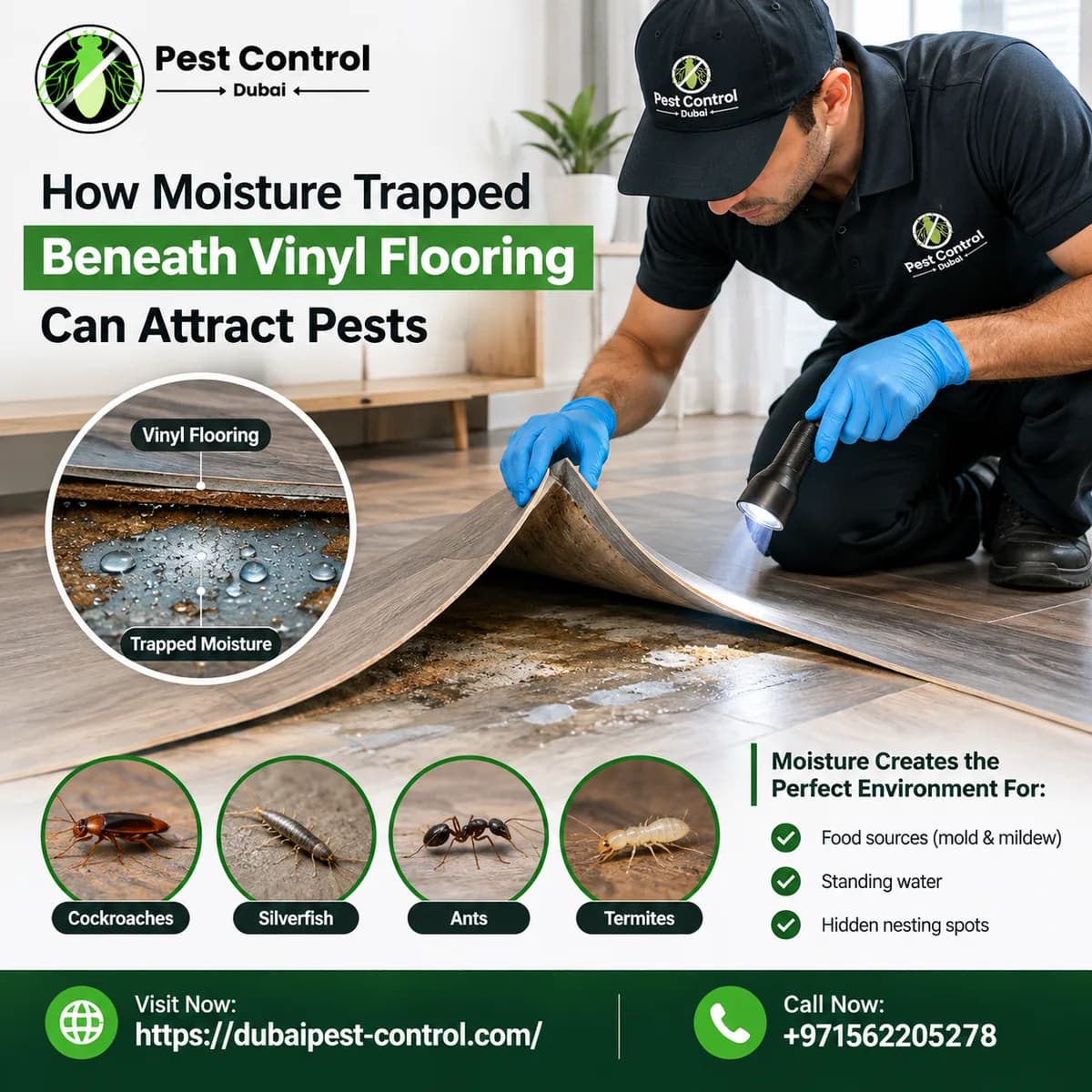 How Moisture Trapped Beneath Vinyl Flooring Can Attract Pests
