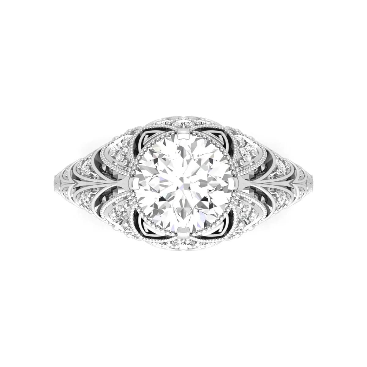 Vintage 2 Carat Old European Cut Diamond Ring in Elegant Antique Design