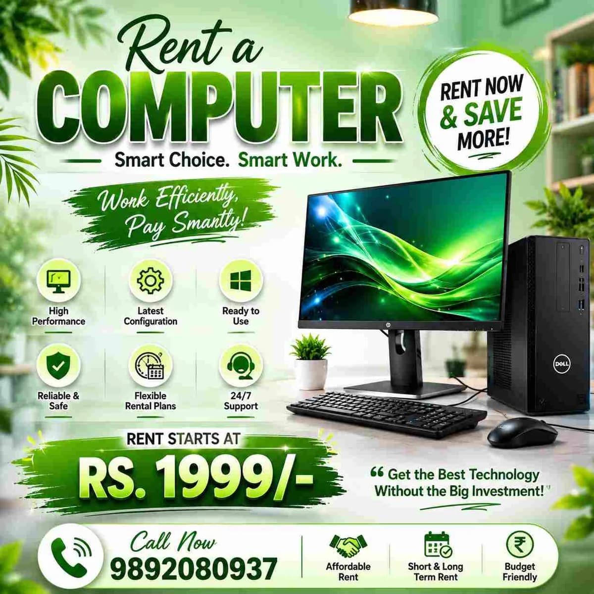 Computer On Rent Start At Rs.1999/- Only In Mumbai