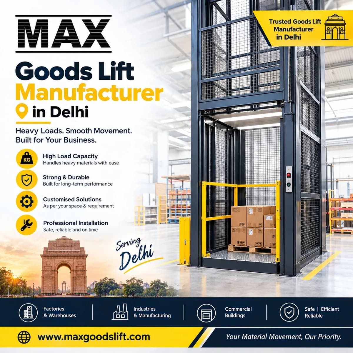 Goods Lift for Industrial Supply Chain Operations in Delhi
