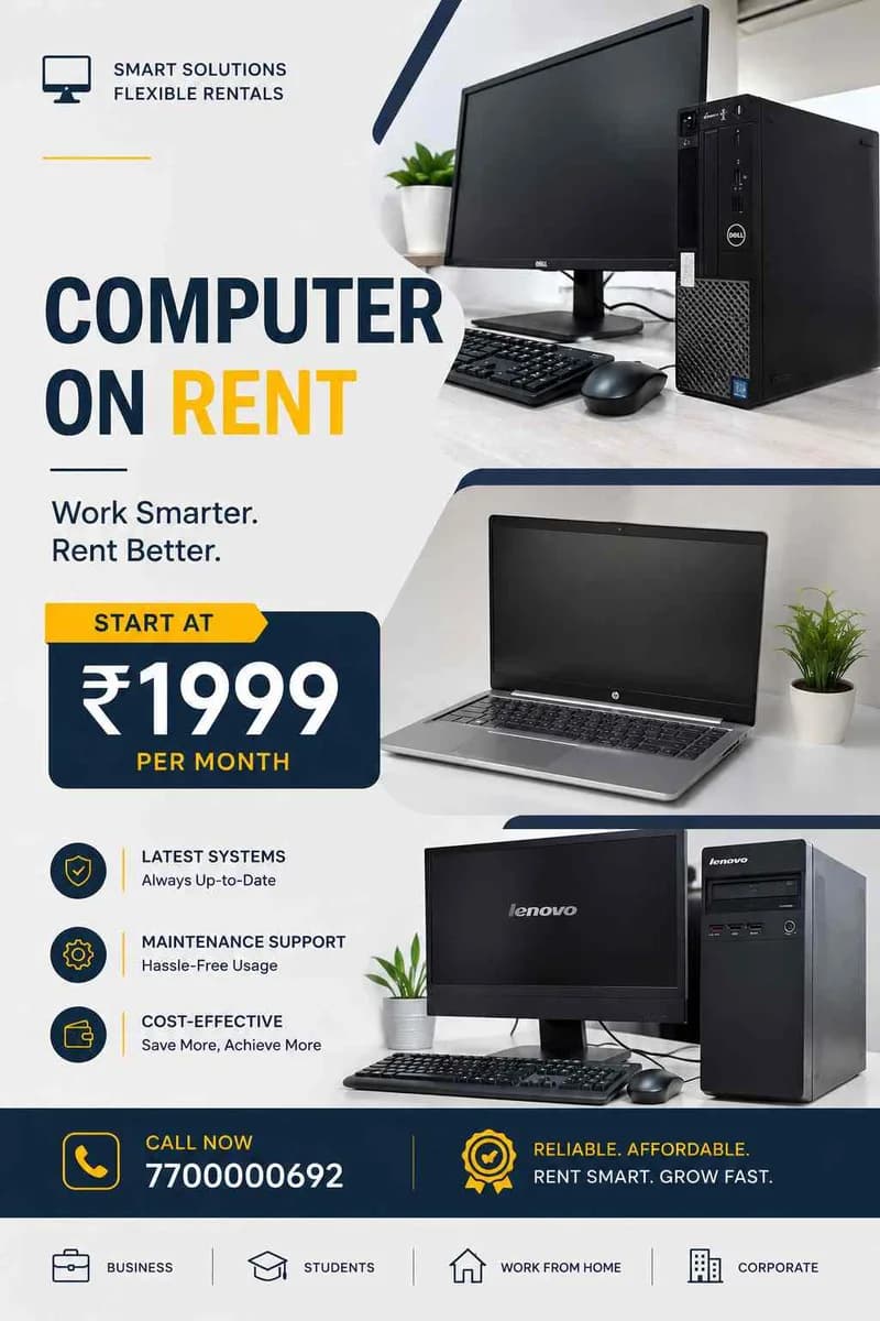 Computer On Rent Start At Rs.1999/- Only In Mumbai