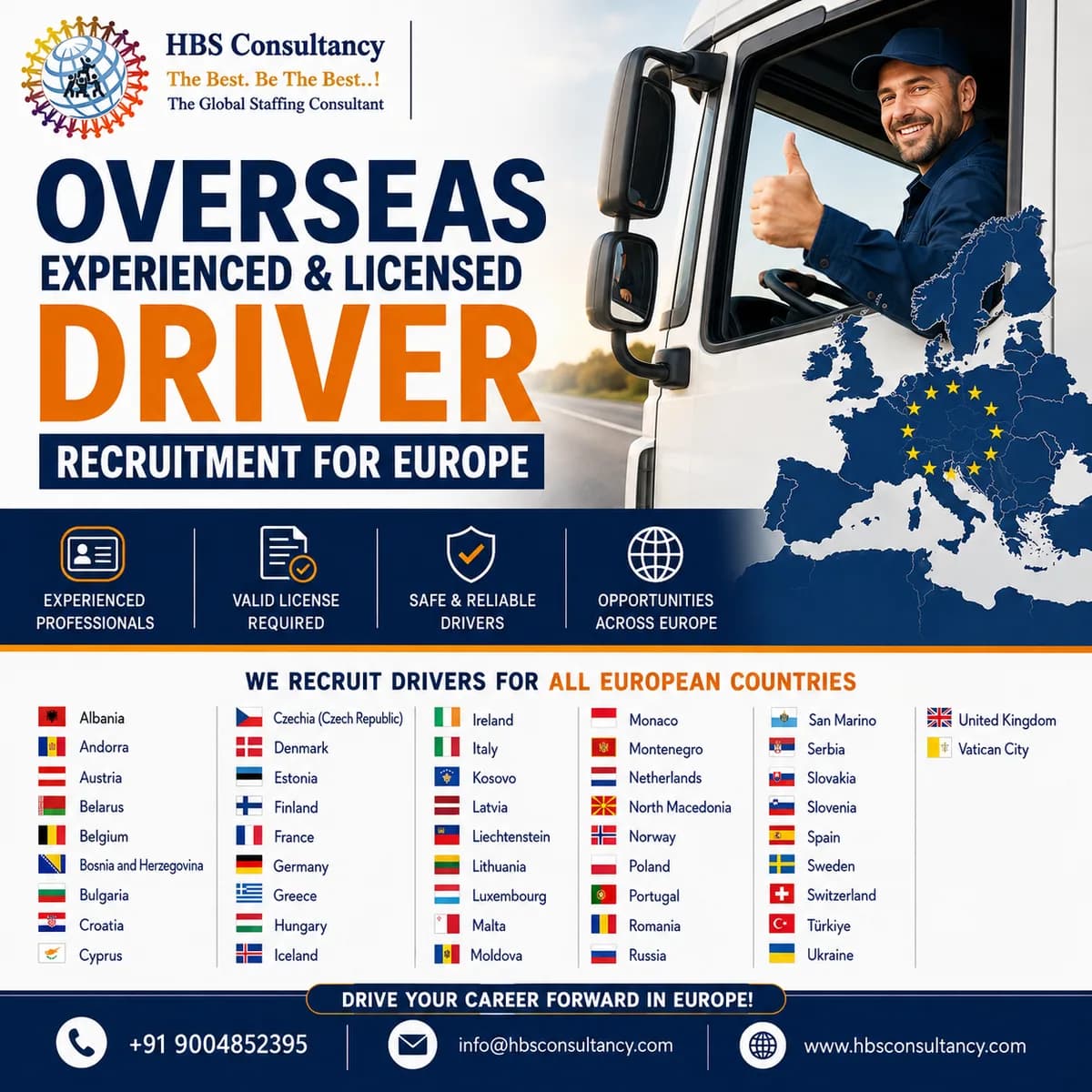 Overseas Experienced & Licensed Driver Recruitment for Europe