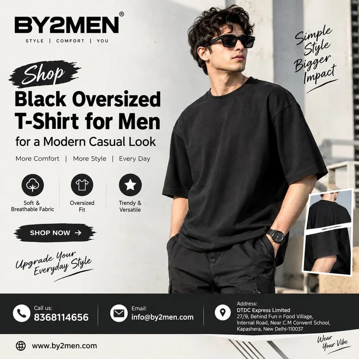 Shop Black Oversized T-Shirt for Men for a Modern Casual Look