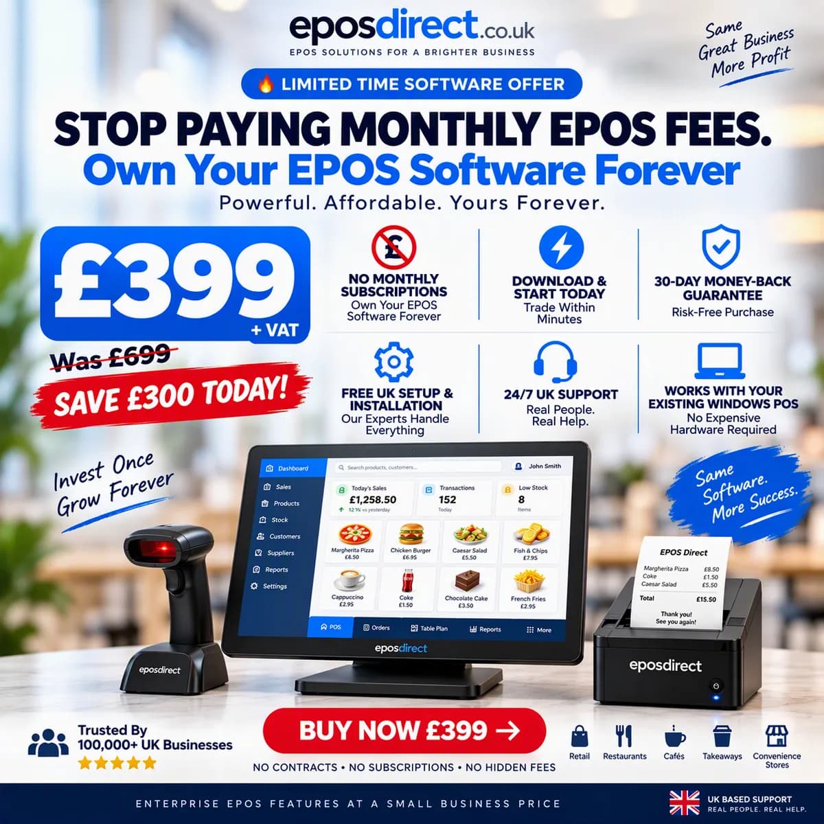 EPOS Software UK from £399 | No Monthly Subscription POS Software for Retail & Hospitality