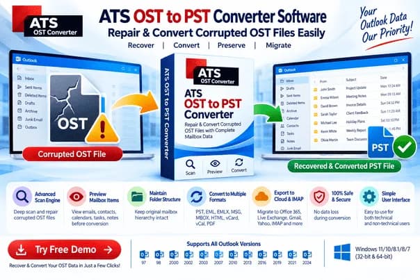 OST to PST Converter Software – Fix Corrupted OST Files & Convert to PST Instantly