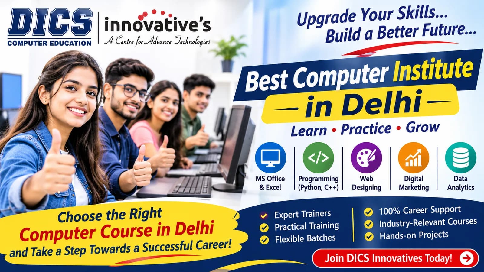Best Computer Institute in Delhi-Upgrade Your Skills with DICS Innovatives.