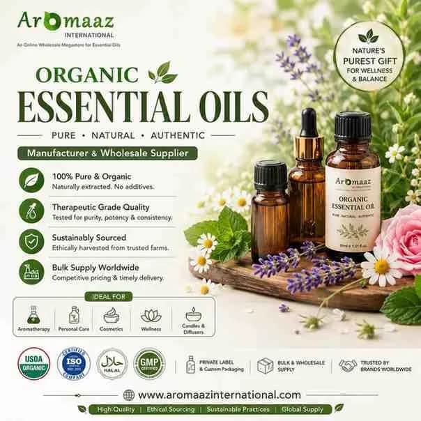 Buy Organic Essential Oils and Organic Oils Wholesale from Aromaaz International