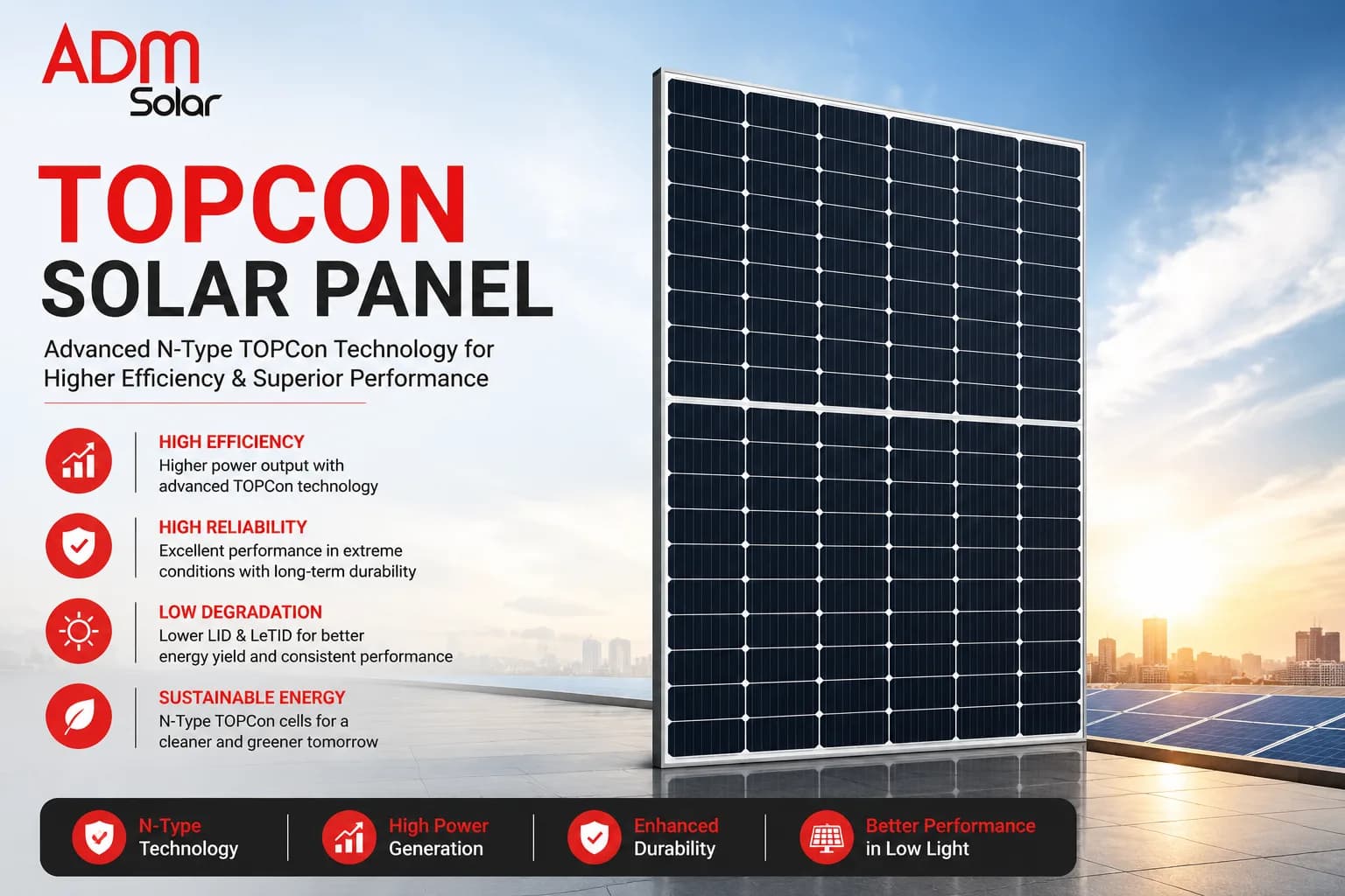TOPCon Solar Panel & Bifacial TOPCon Module | ADM Solar
