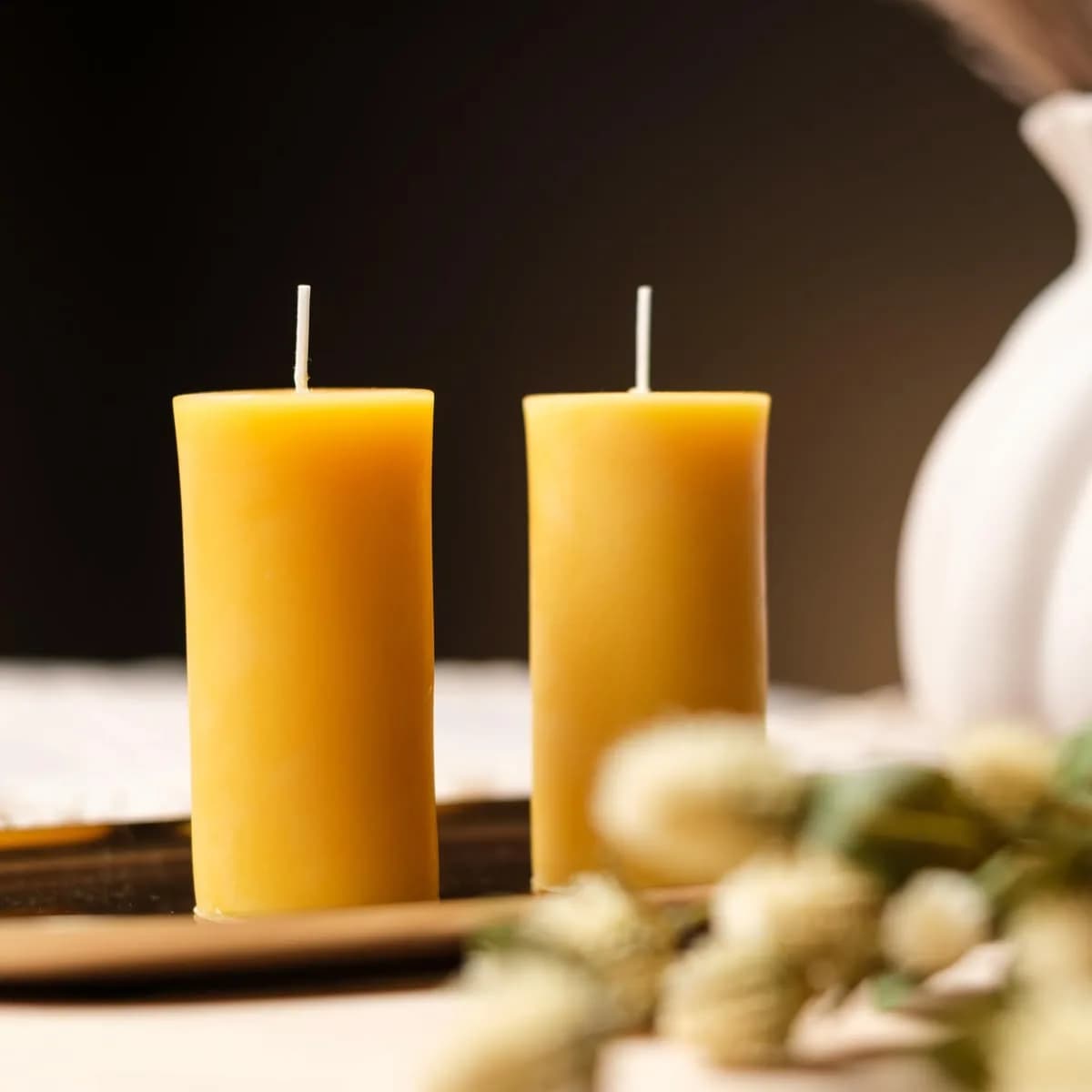 Bee pillar candles