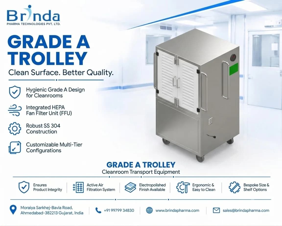 Grade A Trolley Cleanroom Equipment Supplier | Brinda Pharma
